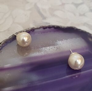 Classic Pearl Stud Earrings Hand Crafted